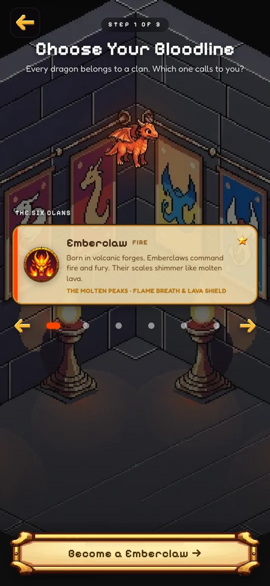 Choose Your Bloodline — the six clans select screen