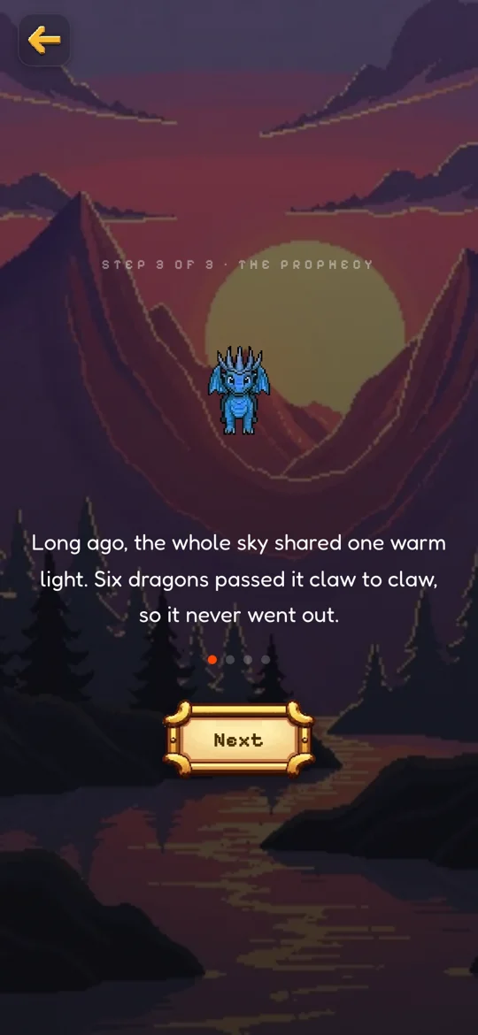 The prologue: a dragon takes flight beneath a sky of stars